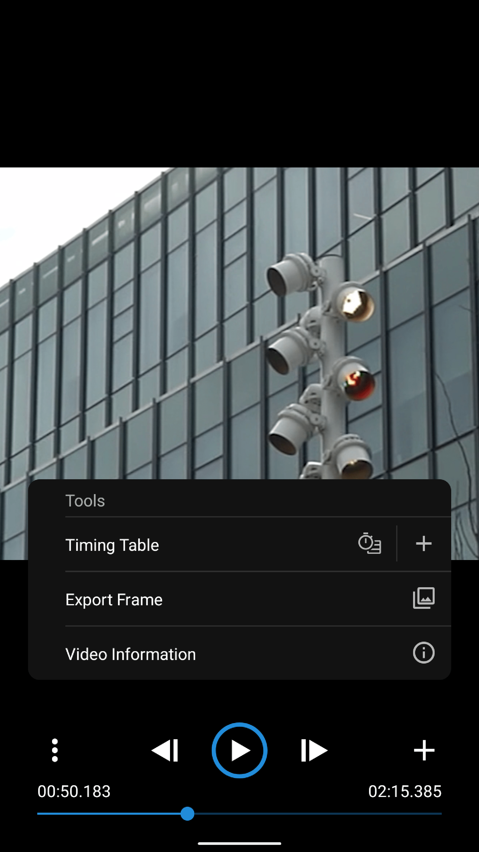 Screenshot of the video player interface, showcasing the controls and functions.